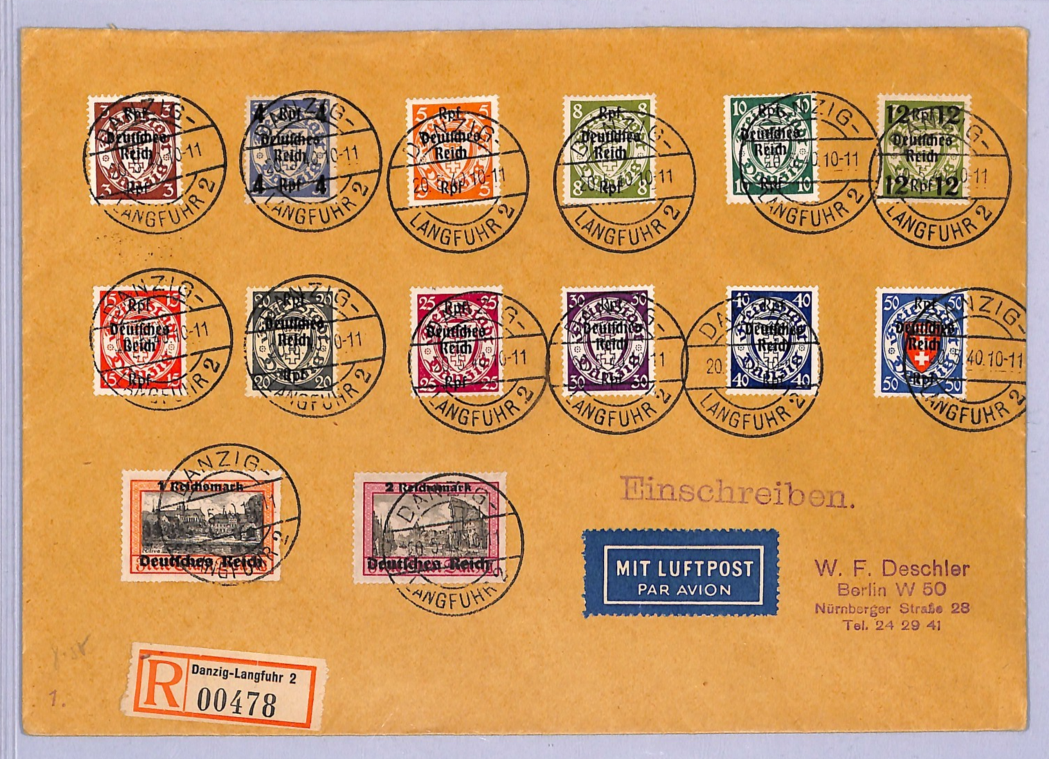 DANZIG Poland WW2 Germany Occupation 1939 Set{14} Langfuhr Reg 1940 Berlin WT200 - Image 3