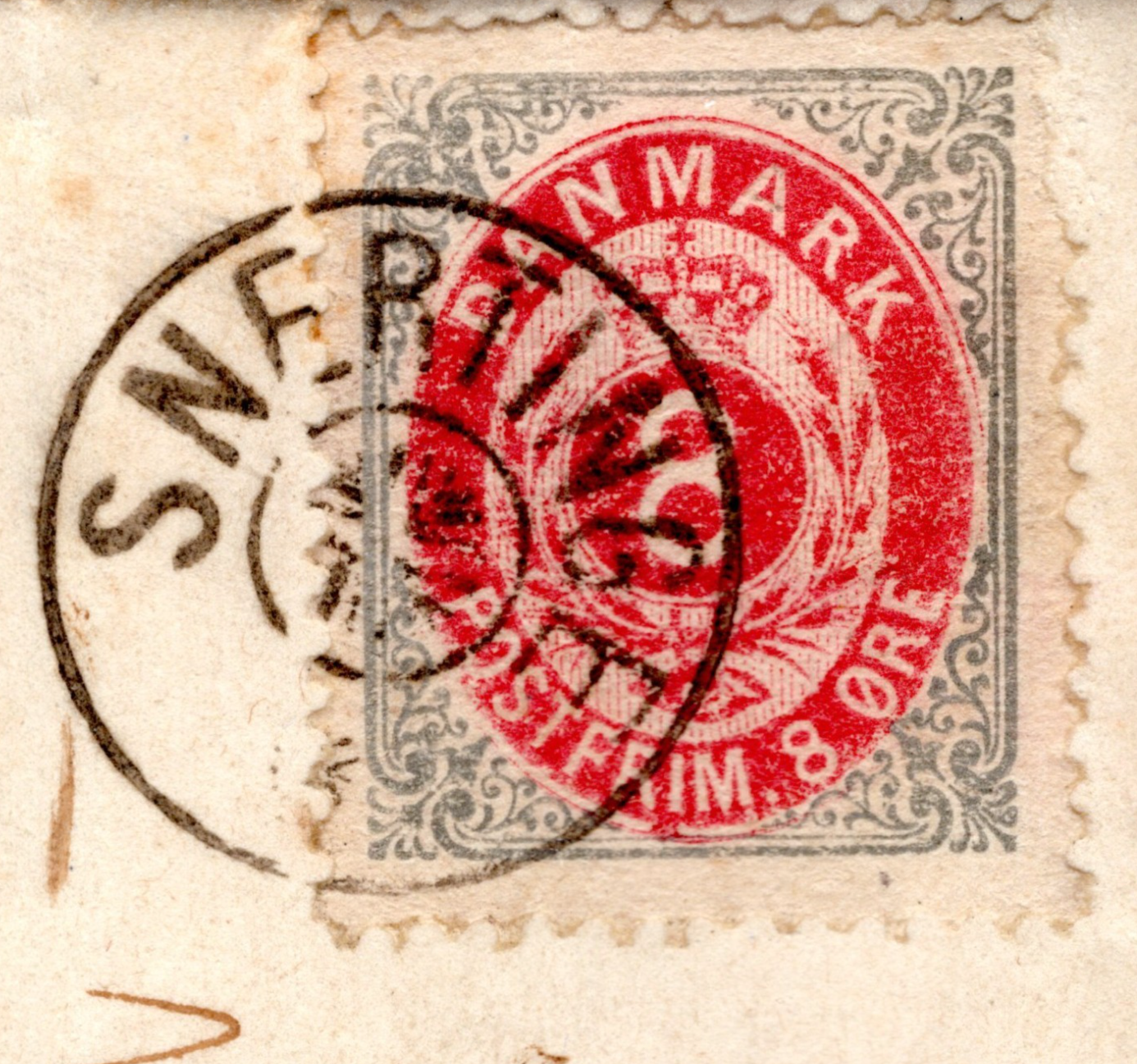 DENMARK Classic 8o Cover c1875 *Snertinge* VILLAGE CANCEL Jyderup CDS WH361