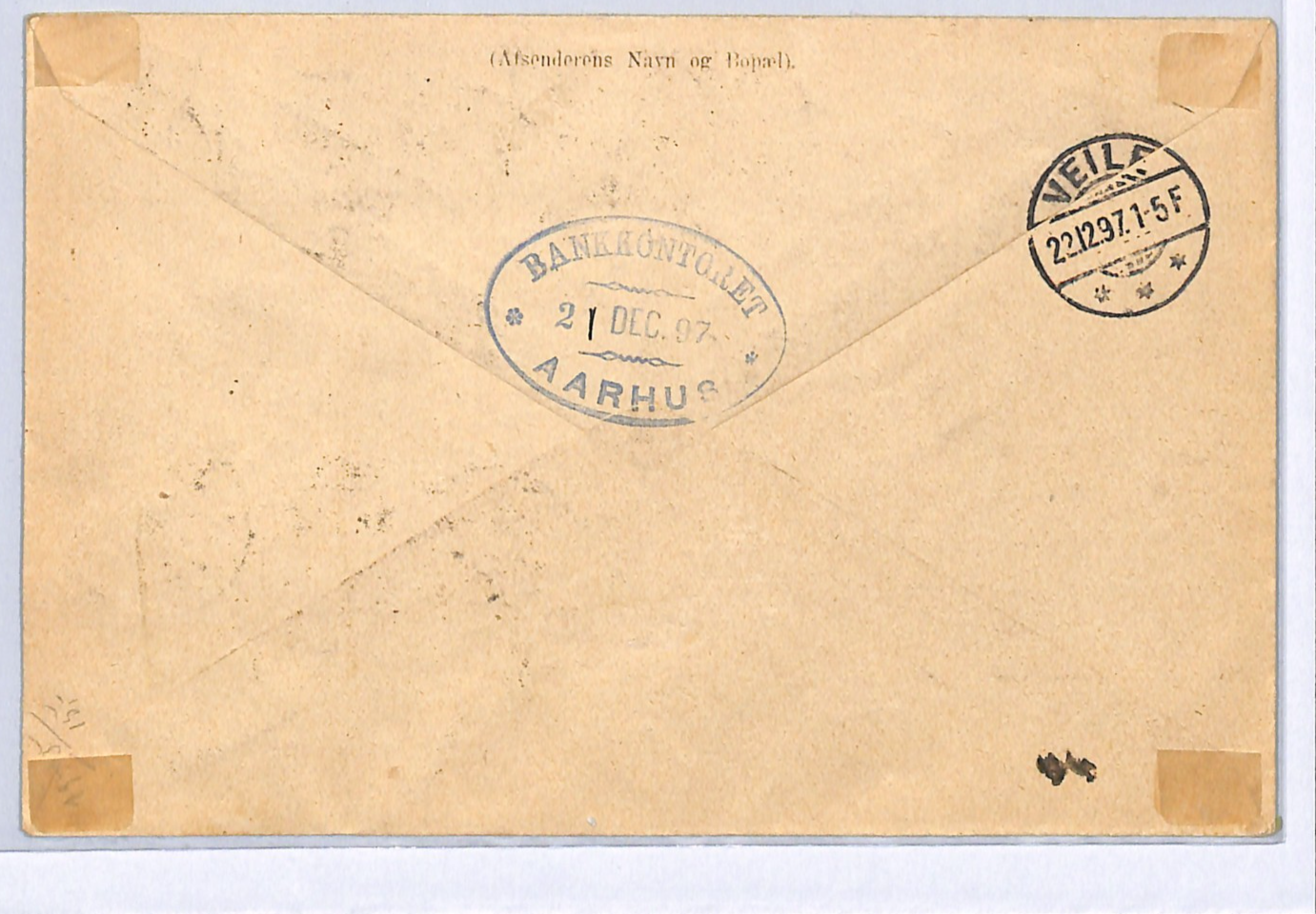 DENMARK Cover OFFICIAL 32o *HIGH VALUE* Strip{5} 8o Reg Aarhus 1897 Vejle WH365 - Image 4