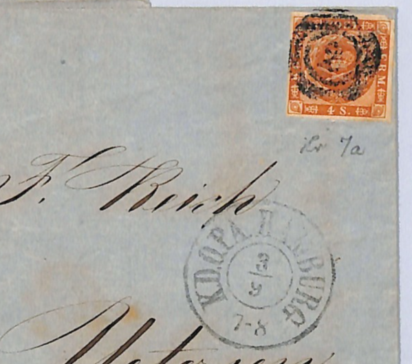 DENMARK PO ABROAD HAMBURG (Germany) AGENCY *2* NUMERAL Cover 1859 Uetersen WH331