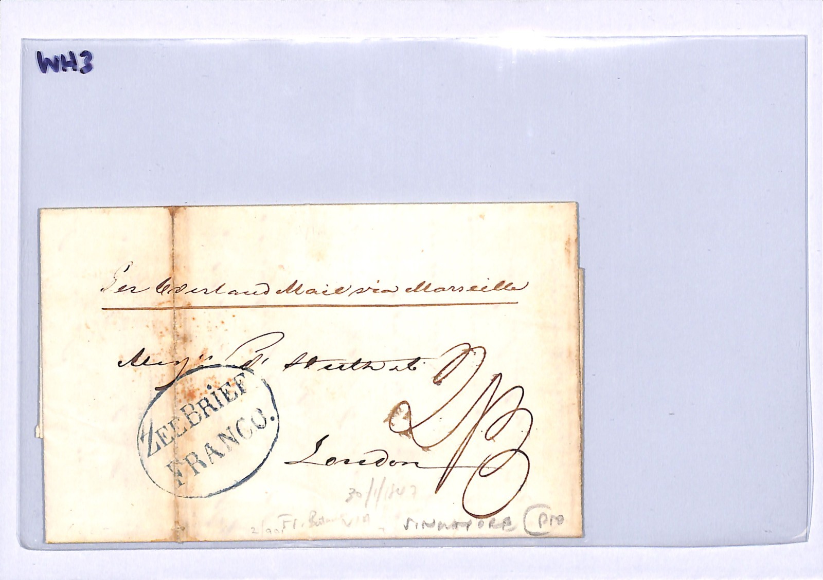 DUTCH EAST INDIES Malaya SINGAPORE Transit ZEEBRIEF Cover Batavia 1847 Ship WH3 - Image 11