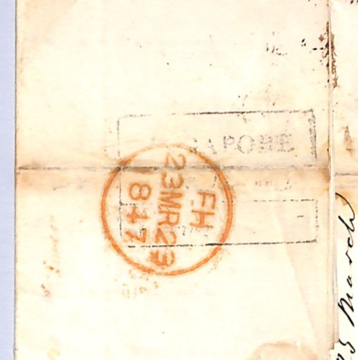 DUTCH EAST INDIES Malaya SINGAPORE Transit ZEEBRIEF Cover Batavia 1847 Ship WH3 - Image 6
