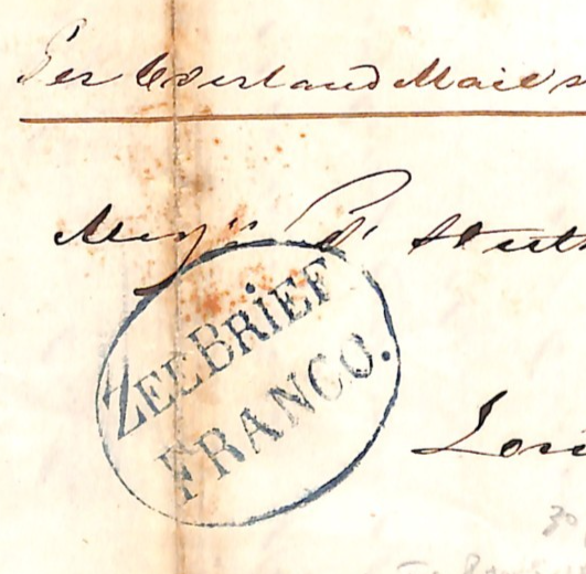 DUTCH EAST INDIES Malaya SINGAPORE Transit ZEEBRIEF Cover Batavia 1847 Ship WH3