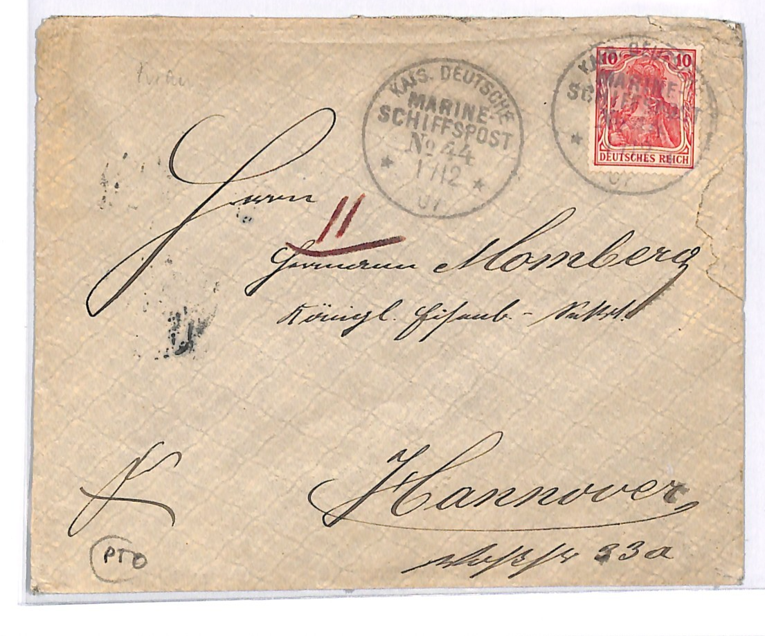 EAST ASIA (China) GERMANY Naval Ship *SMS TIGER* Cover 1901 SCHIFFSPOST #44 WK55 - Image 3