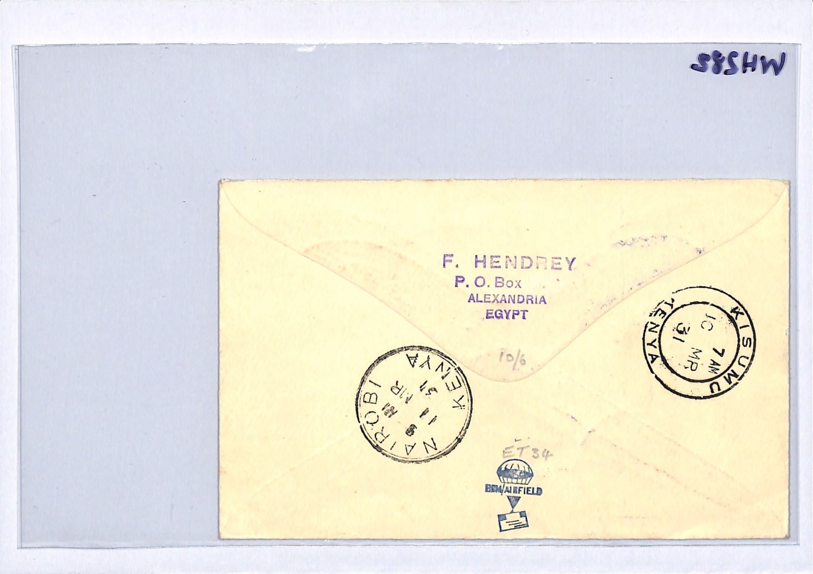 EGYPT Air 1931 Cover IMPERIAL Illustrated FIRST FLIGHT 1931 Nairobi KENYA WH282 - Image 10