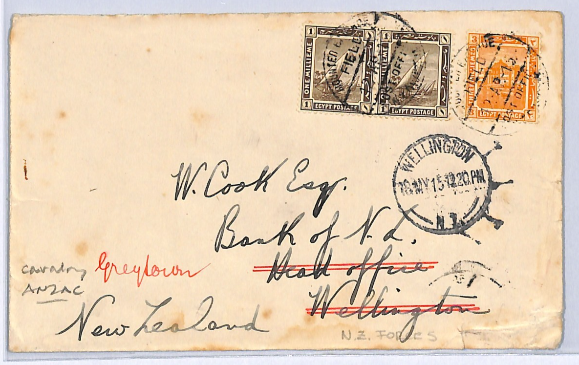 EGYPT WW1 Cover *ANZAC* FORCES NZ Cavalry Cover MOUNTED BRIGADE 1915 FPO WH291 - Image 4