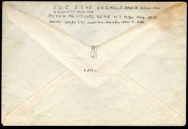 ERITREA BOIC *MEF* GB Overprint 1942 FDC Set (MIXED PRINT) First Day Cover MC304 - Image 5