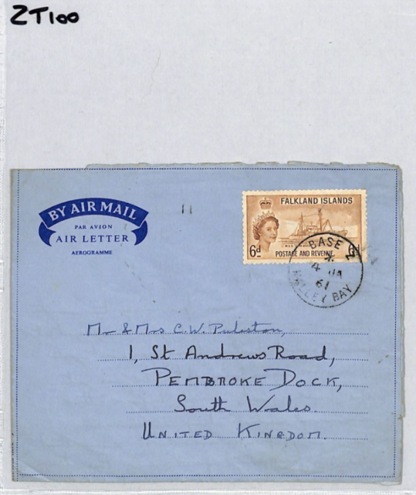 FALKLAND ISLANDS Cover 1961 Base Z Halley Bay *SCIENTIST* AIR LETTER Wales ZT100 - Image 7