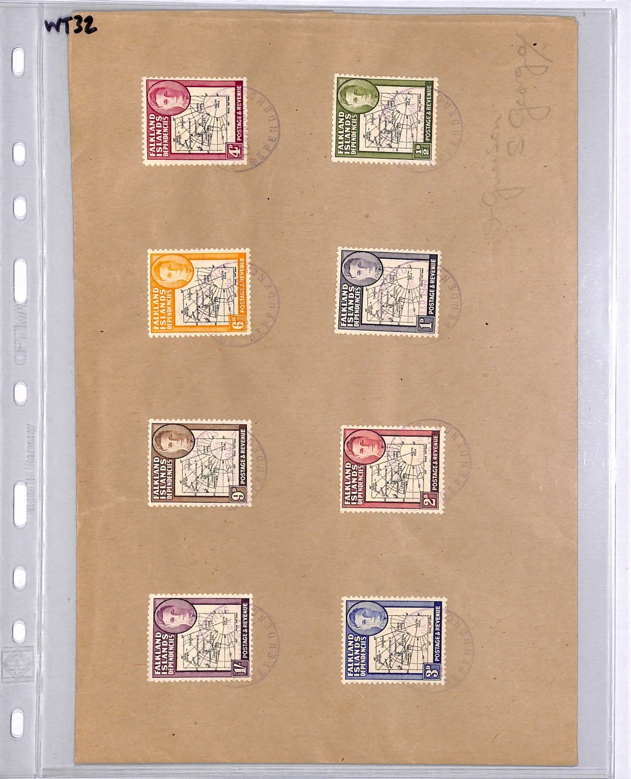 FALKLAND ISLANDS DEPENDENCIES KGVI Cover MAP Stamps{6} 1947 SOUTH GEORGIA WT32 - Image 6