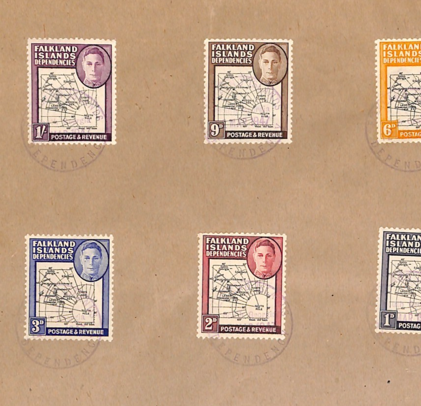 FALKLAND ISLANDS DEPENDENCIES KGVI Cover MAP Stamps{6} 1947 SOUTH GEORGIA WT32