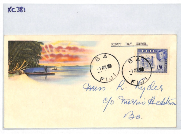 FIJI 1938 FDC KGVI 1s/6d Illustrated PICTORIAL First Day Cover *BA* BOATS XC373 - Image 7