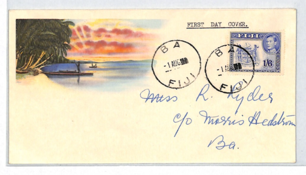 FIJI 1938 FDC KGVI 1s/6d Illustrated PICTORIAL First Day Cover *BA* BOATS XC373
