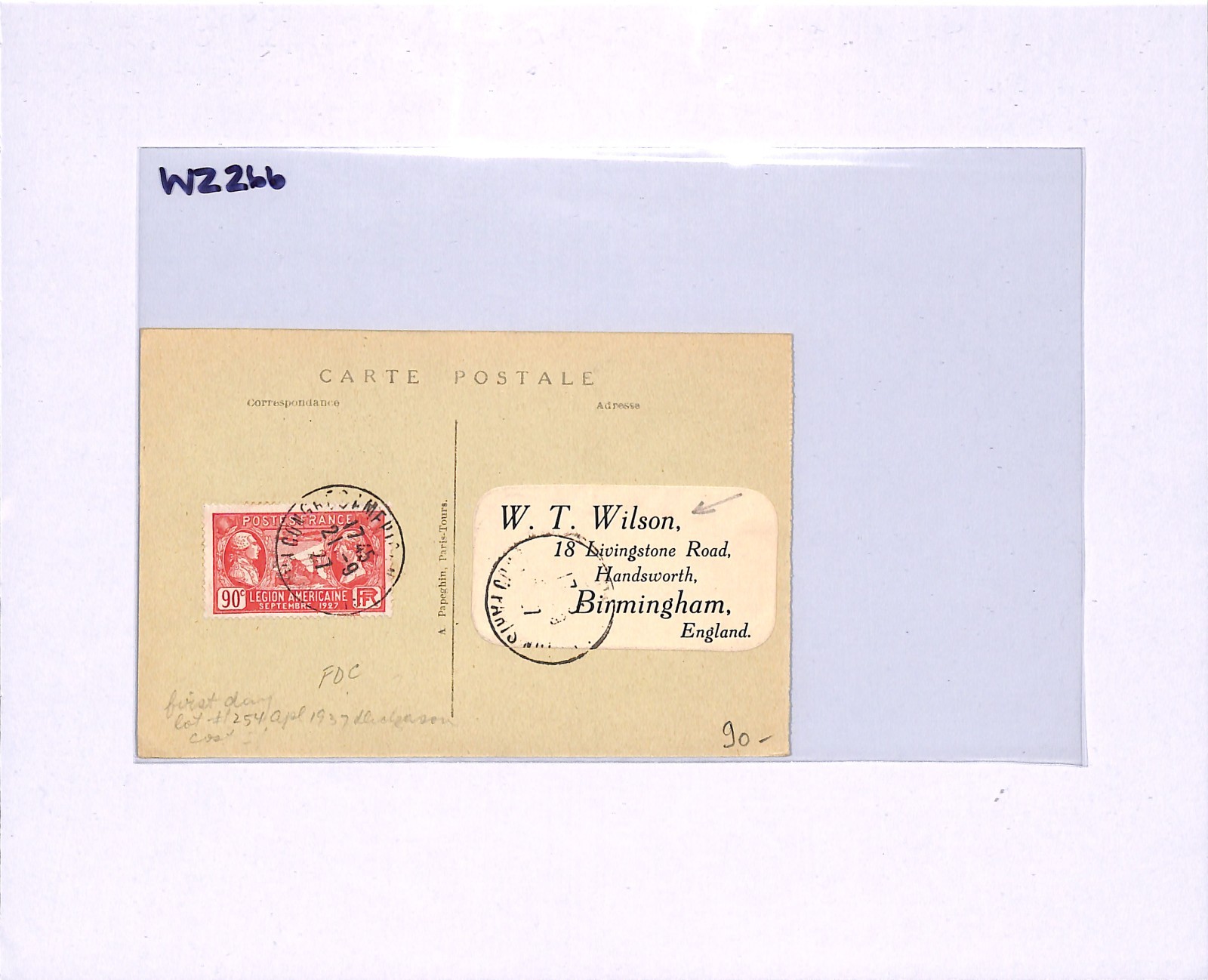 FRANCE 1927 FDC 90c *American Legion* First Day Postcard {samwells-covers}WZ266 - Image 12