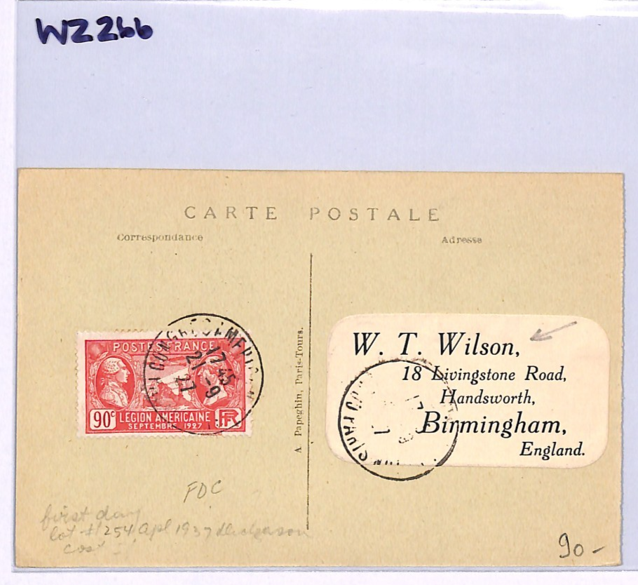 FRANCE 1927 FDC 90c *American Legion* First Day Postcard {samwells-covers}WZ266 - Image 8