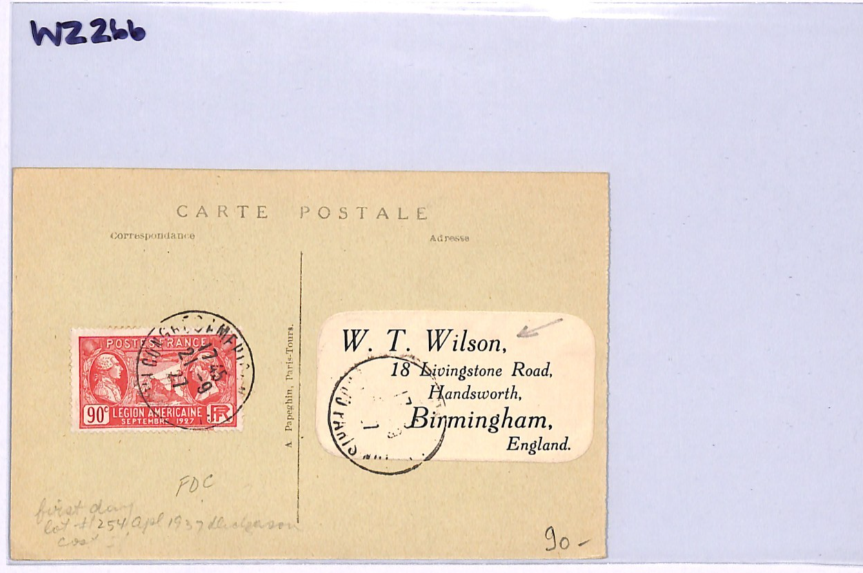 FRANCE 1927 FDC 90c *American Legion* First Day Postcard {samwells-covers}WZ266 - Image 10