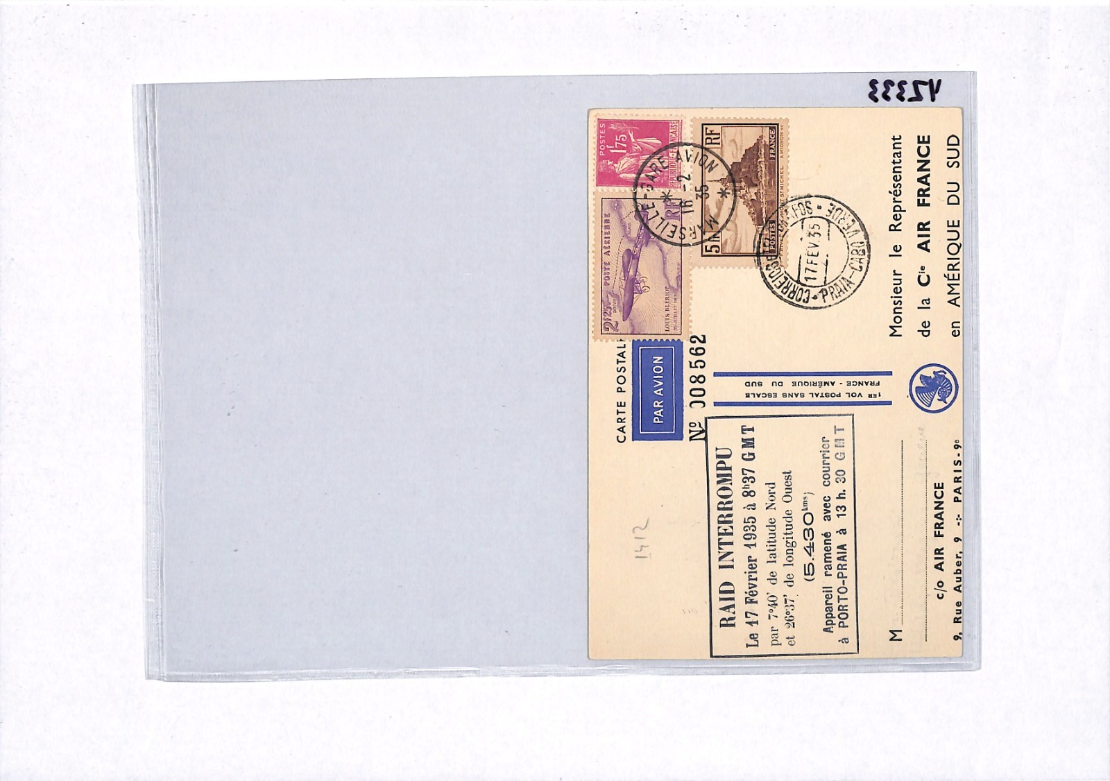 FRANCE 1935 Card AIR FRANCE Art  *RAID INTERROMPU* Cachet CAPE VERDE Crash YZ333 - Image 13