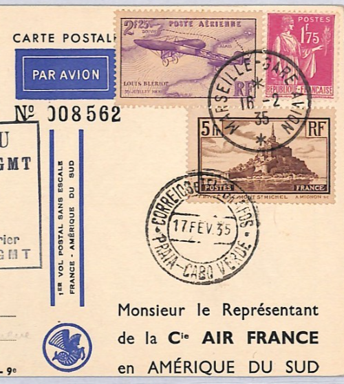 FRANCE 1935 Card AIR FRANCE Art  *RAID INTERROMPU* Cachet CAPE VERDE Crash YZ333 - Image 7