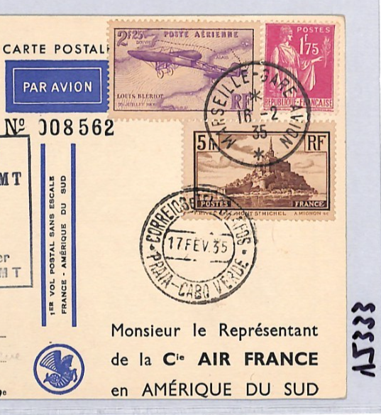 FRANCE 1935 Card AIR FRANCE Art  *RAID INTERROMPU* Cachet CAPE VERDE Crash YZ333 - Image 10