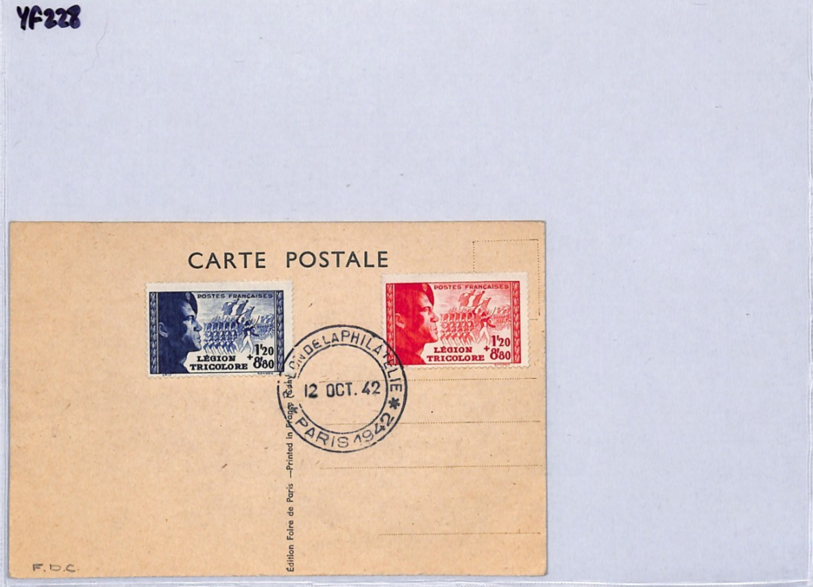 FRANCE 1942 FDC Postcard *LEGION TRICOLORE* First Day Cover WW2 MILITARY YF228 - Image 11