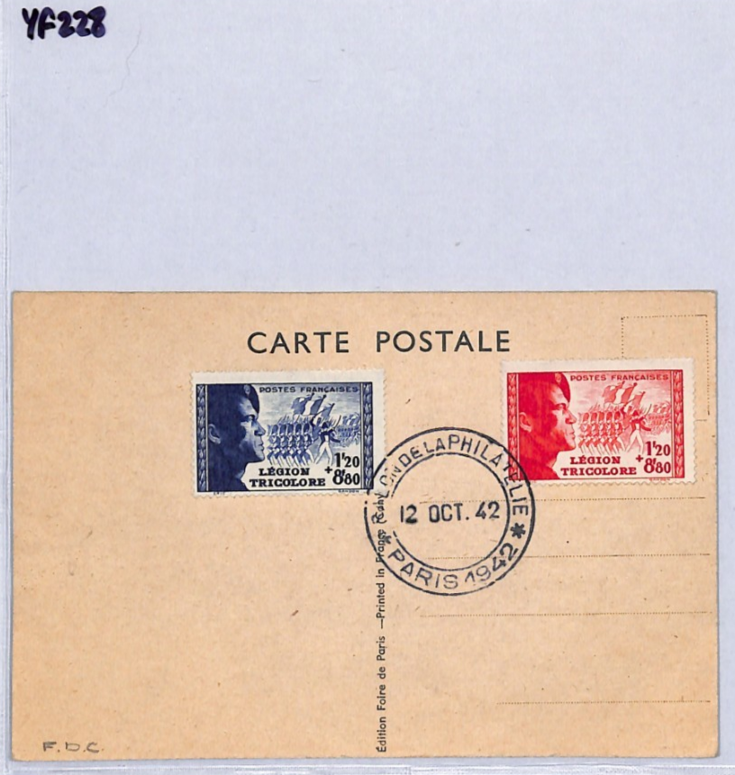 FRANCE 1942 FDC Postcard *LEGION TRICOLORE* First Day Cover WW2 MILITARY YF228 - Image 9