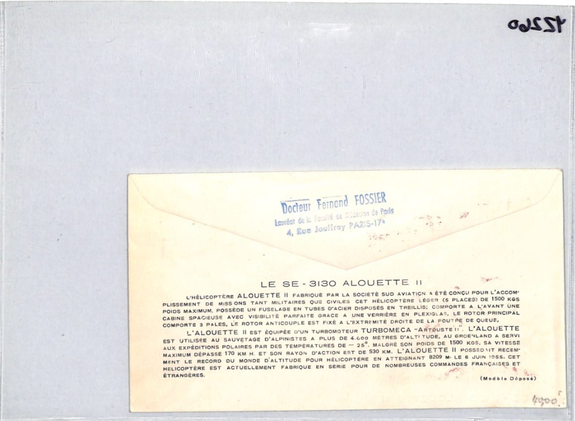 FRANCE 1958 FDC Helicopter 1,000f *Alouette* ILLUSTRATED First Day Cover YZ260 - Image 12