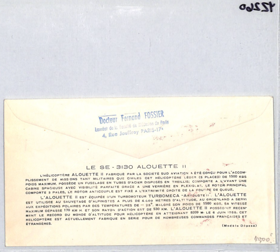 FRANCE 1958 FDC Helicopter 1,000f *Alouette* ILLUSTRATED First Day Cover YZ260 - Image 10