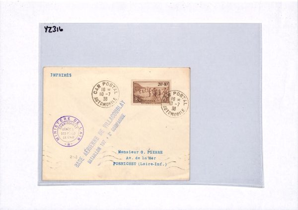 FRANCE AIR MINISTER Cover *CAR POSTAL* 1938 CDS Villacoublay Military Base YZ316 - Image 16