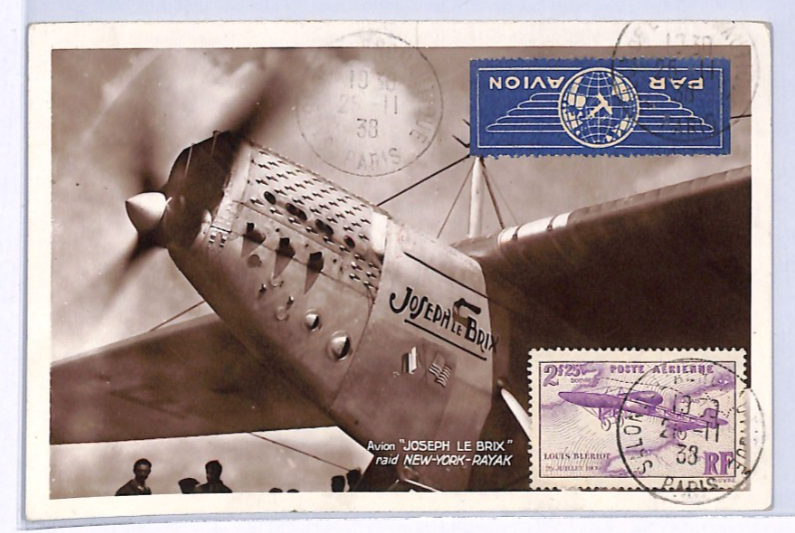 FRANCE AVIATION 1938 Postcard *JOSEPH LE BRIX* Plane VIEW-SIDE Expo CDS XF348 - Image 3