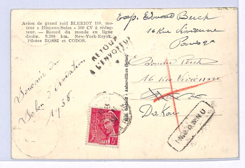 FRANCE AVIATION 1938 Postcard *JOSEPH LE BRIX* Plane VIEW-SIDE Expo CDS XF348 - Image 4