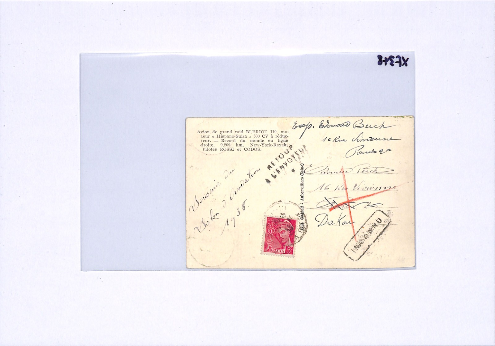 FRANCE AVIATION 1938 Postcard *JOSEPH LE BRIX* Plane VIEW-SIDE Expo CDS XF348 - Image 6