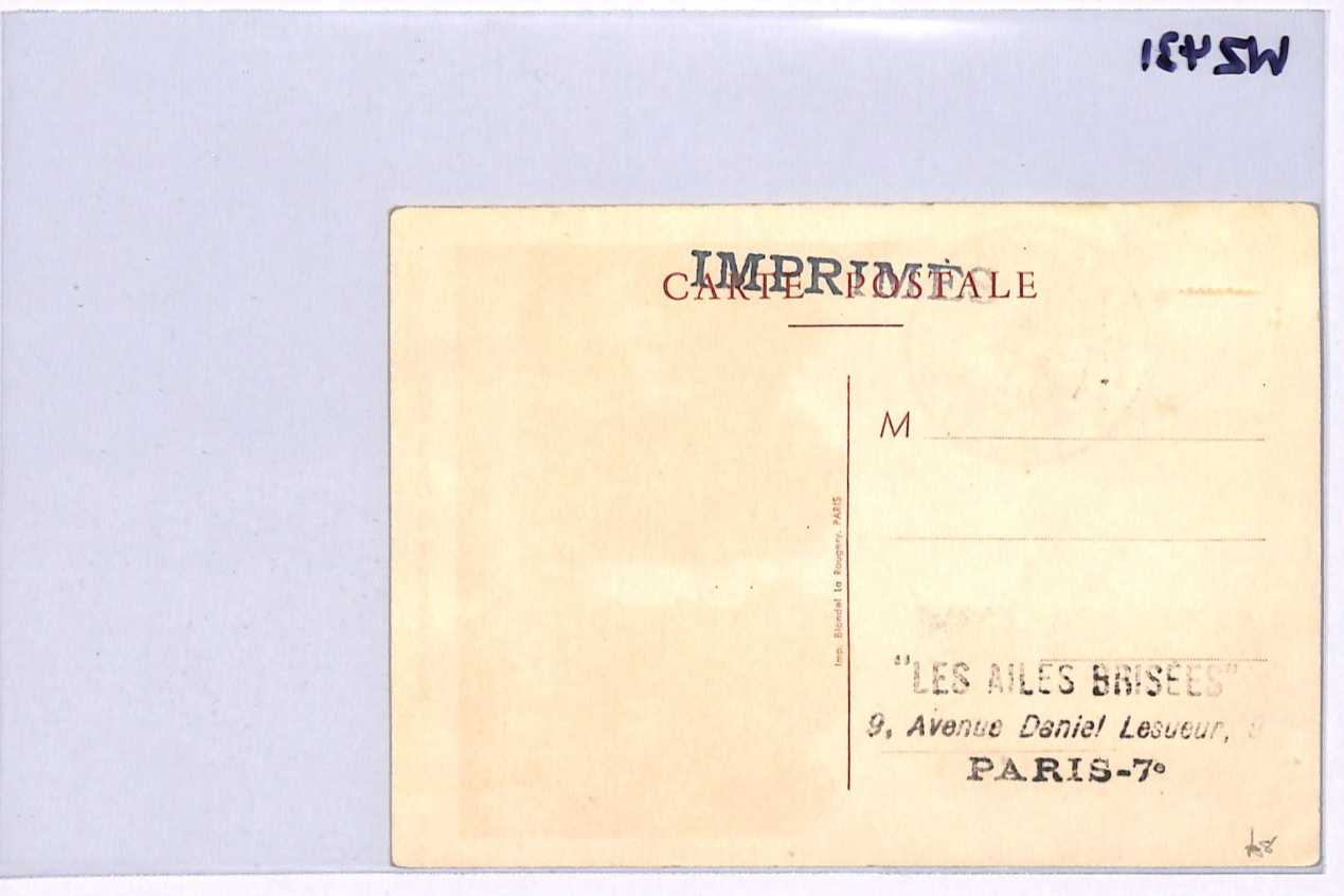 FRANCE AVIATION Memorial 30f LABEL Maxi-Card 1947 *BATS* Fancy Cancel WZ431 - Image 12
