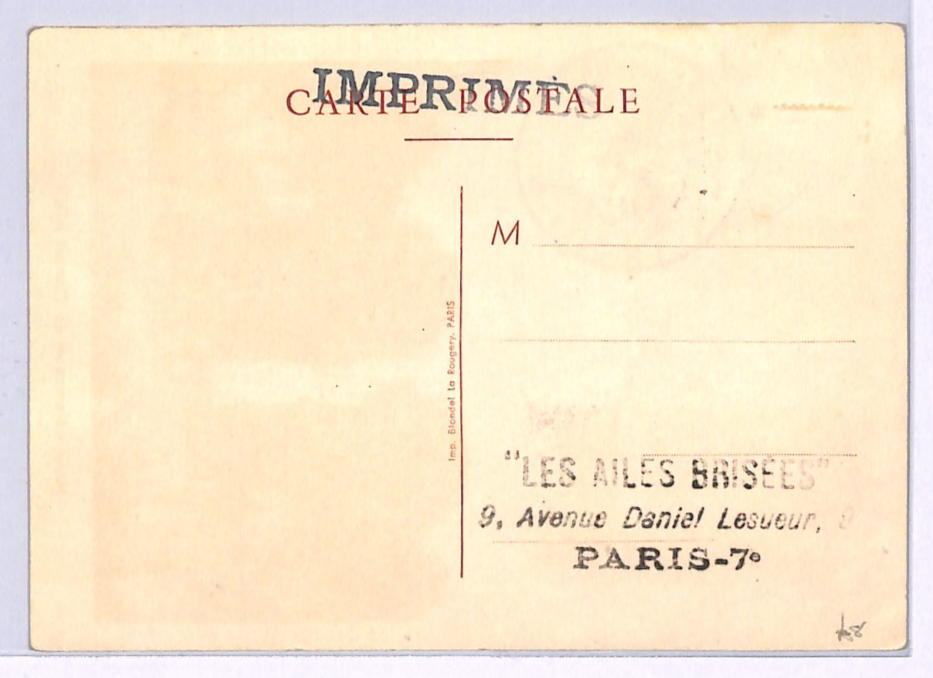 FRANCE AVIATION Memorial 30f LABEL Maxi-Card 1947 *BATS* Fancy Cancel WZ431 - Image 4