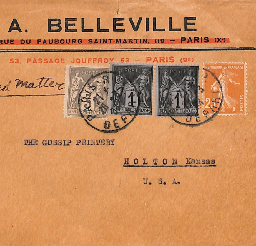 FRANCE Advert TRANSATLANTIC Cover *UNUSUAL FRANKING* Paris 1934 Kansas WD343 - Image 3