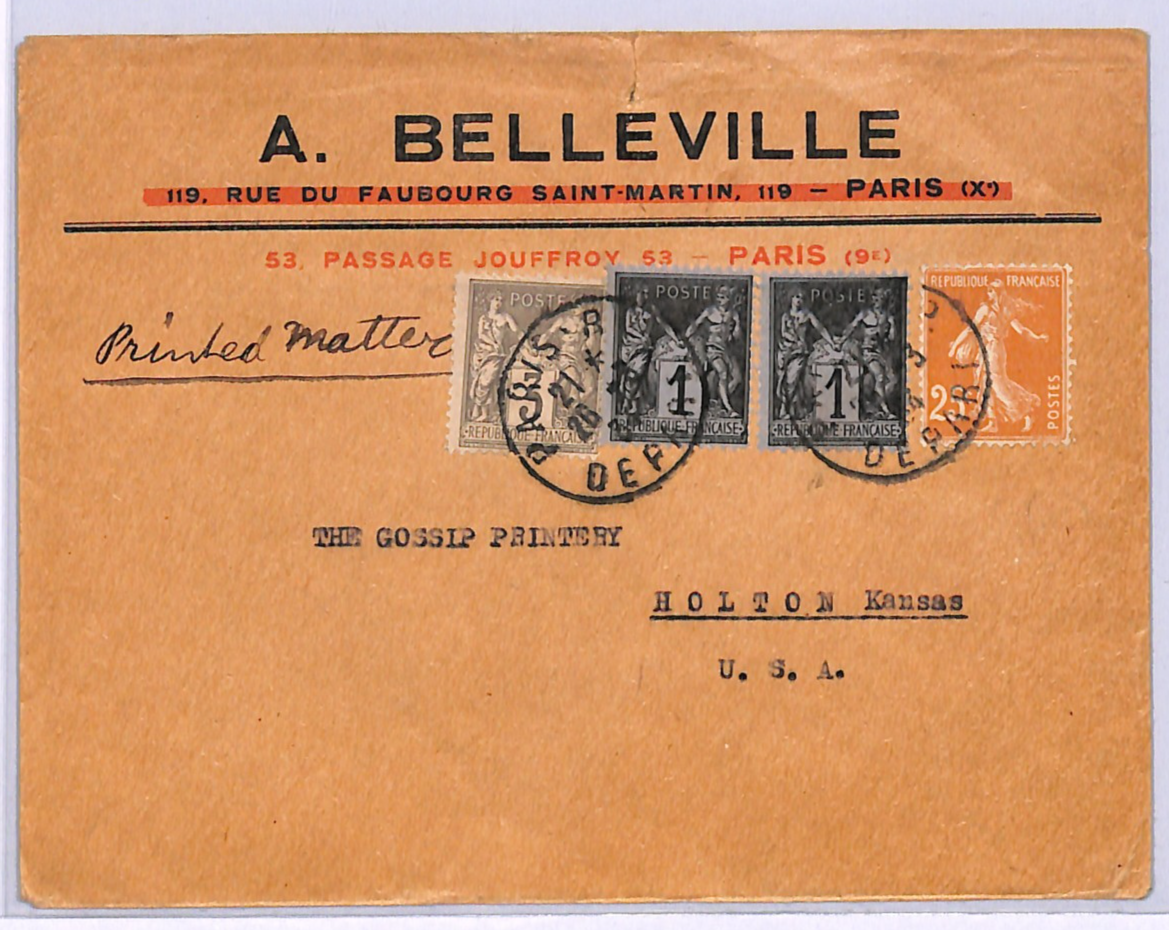 FRANCE Advert TRANSATLANTIC Cover *UNUSUAL FRANKING* Paris 1934 Kansas WD343 - Image 4