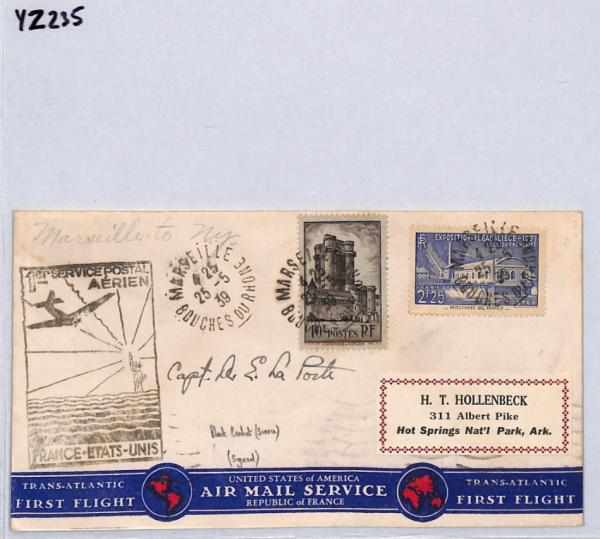 FRANCE Air Cover Pilot SIGNED *La Porte* 1939 TRANSATLANTIC Clipper FLIGHT YZ235 - Image 9