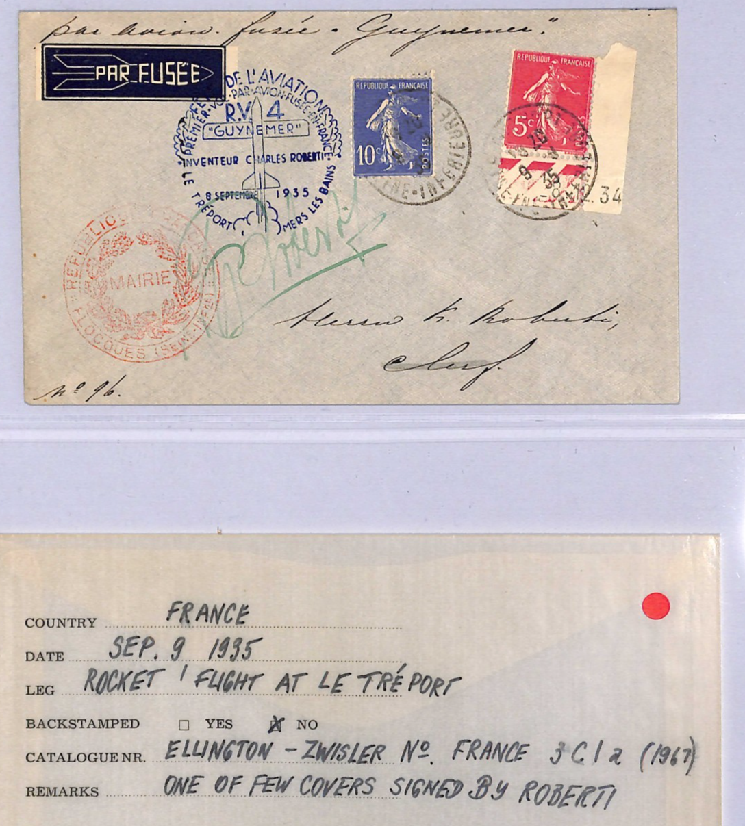 FRANCE Air Crash 1935 Cover ROCKET FLIGHT *Roberti* Signed SALVAGED Cachet WT80 - Image 5