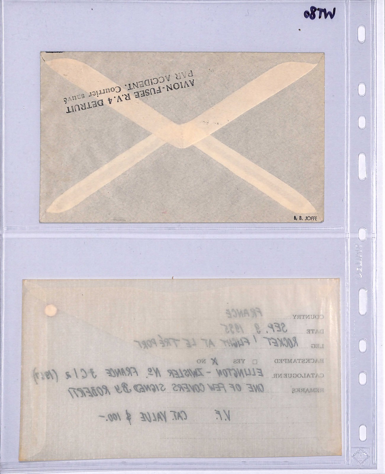 FRANCE Air Crash 1935 Cover ROCKET FLIGHT *Roberti* Signed SALVAGED Cachet WT80 - Image 7