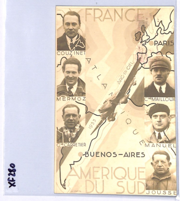 FRANCE Air Mail 1933 Card ARC-EN-CIEL FLOWN Istres-Argentina {Muller #307}XF280 - Image 4