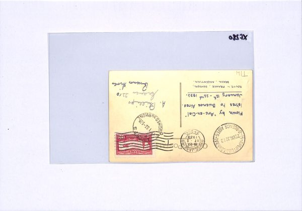 FRANCE Air Mail 1933 Card ARC-EN-CIEL FLOWN Istres-Argentina {Muller #307}XF280 - Image 7