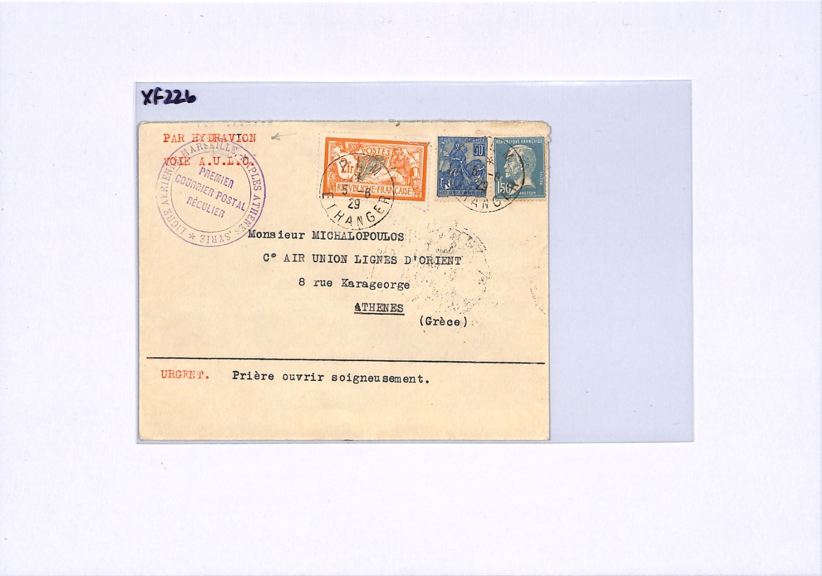 FRANCE Air Mail Cover 1929 SEAPLANE *HYDRAVION* FIRST FLIGHT GREECE Athens XF226 - Image 9