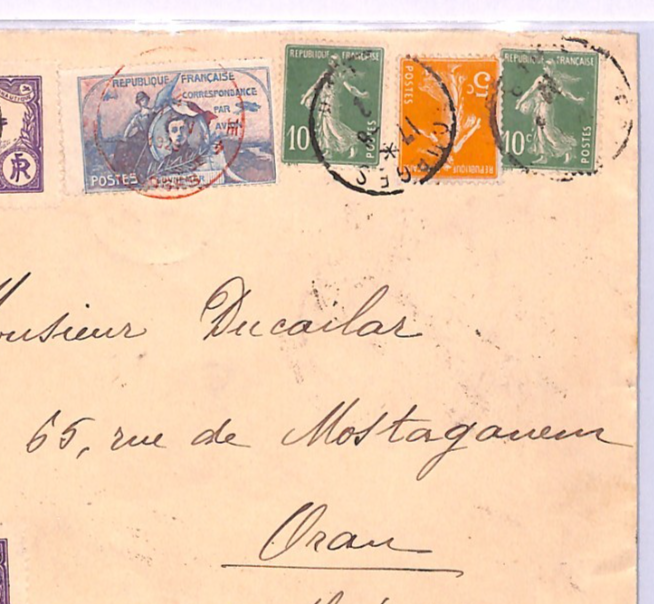 FRANCE Air SEMI-OFFICIAL 25c Stamp GUYNEMEYER Label BOURGES 1922 Algeria XA113 - Image 9
