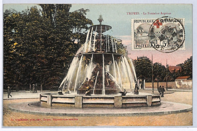 FRANCE CHARITY 15+5c *RED CROSS* Stamp (1918) Postcard VIEW-SIDE Fountain WP322 - Image 3