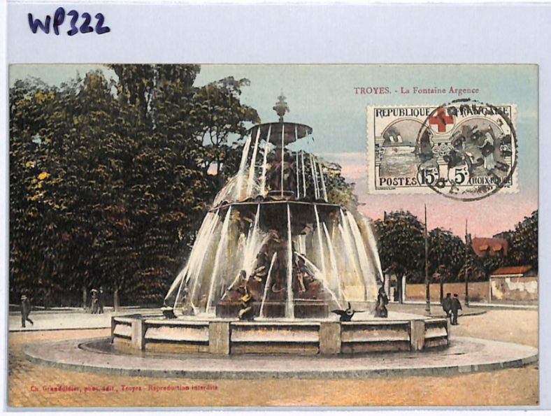 FRANCE CHARITY 15+5c *RED CROSS* Stamp (1918) Postcard VIEW-SIDE Fountain WP322 - Image 9