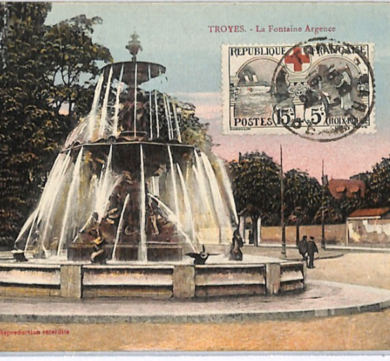 FRANCE CHARITY 15+5c *RED CROSS* Stamp (1918) Postcard VIEW-SIDE Fountain WP322