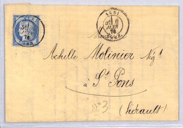 FRANCE CLASSIC 25c Ceres Cover Super *ALBI* 1876 CDS Cancel {samwells}YZ155 - Image 4