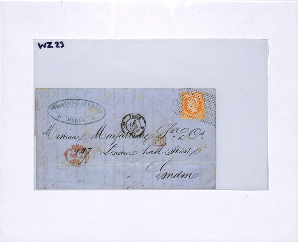 FRANCE CLASSIC 40c Cover Paris *ROLLER OF DOTS* Cancel 1863 London Part EL WZ23 - Image 11