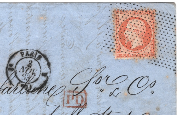 FRANCE CLASSIC 40c Cover Paris *ROLLER OF DOTS* Cancel 1863 London Part EL WZ23 - Image 8