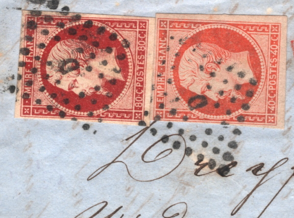 FRANCE CLASSIC Cover 1857 Paris 80c 40c NAPOLEON Imperfs Vienna Part EL WZ14