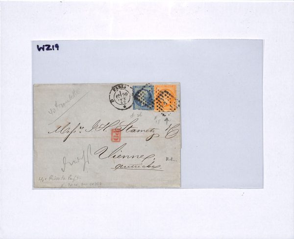 FRANCE CLASSIC Cover 40c Napoleon *PRIVATE ROULETTE* Paris 1862 Vienna WZ19 - Image 7