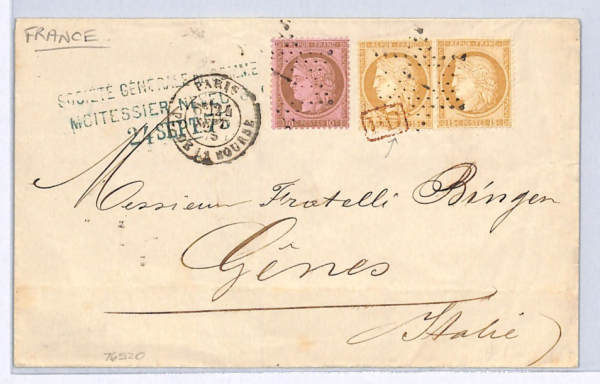 FRANCE CLASSIC Cover Paris Société Générale de Moitessier Neveu 1875 Genoa WZ13 - Image 4